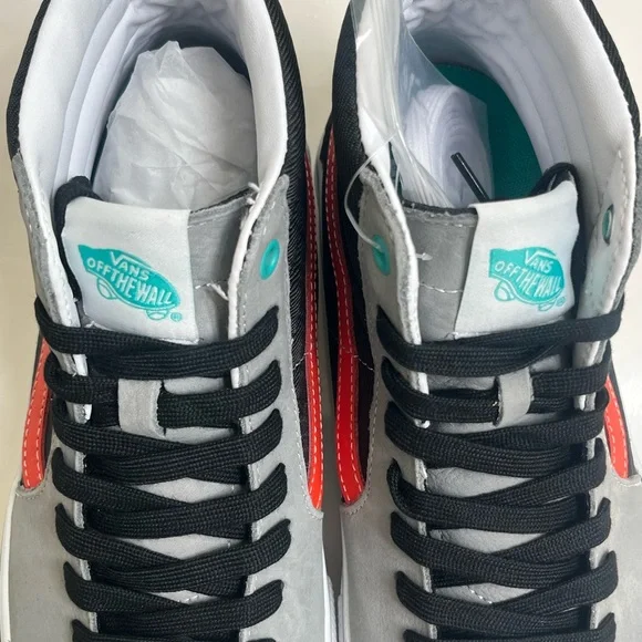 Vans Men's Black and Gray Sneakers with Red Accents - Picture 4 of 7